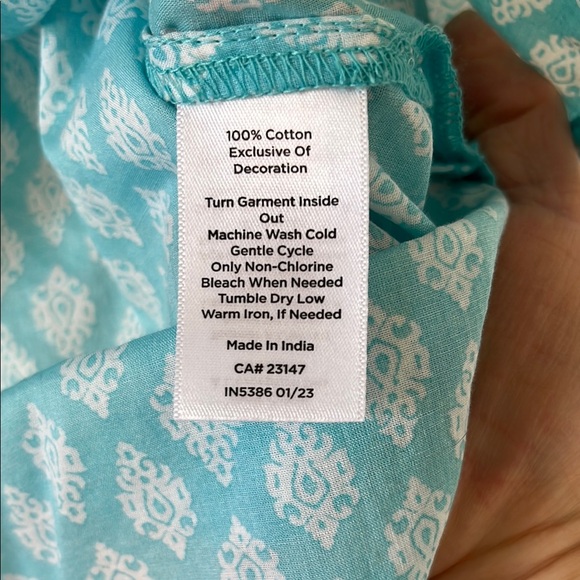 Sleeveless Aqua Patterned Top By Talbots - Picture 10 of 13